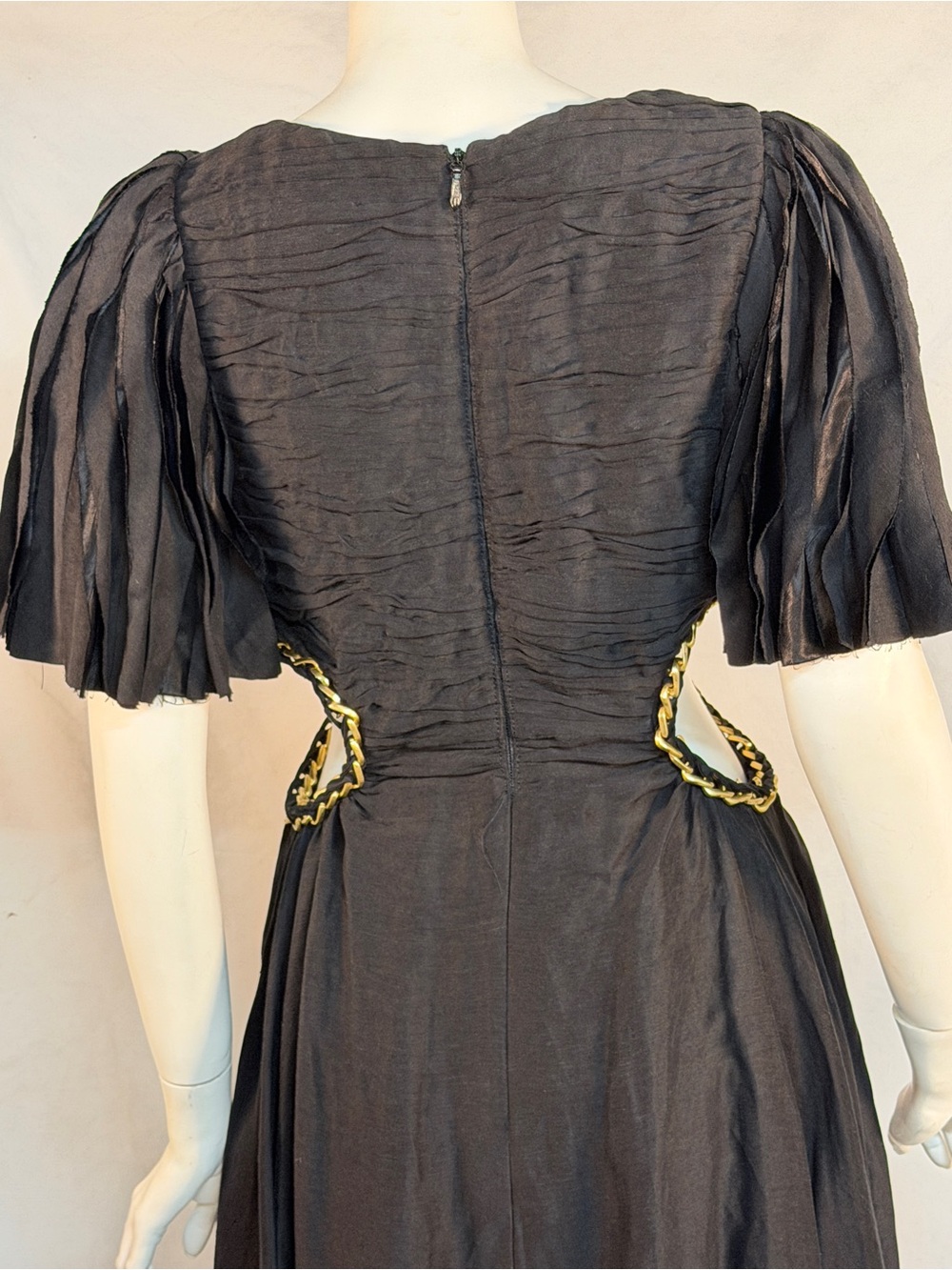 Aje Black Midi Dress with Puff Sleeves and Side Cutouts - Picture 7 of 10